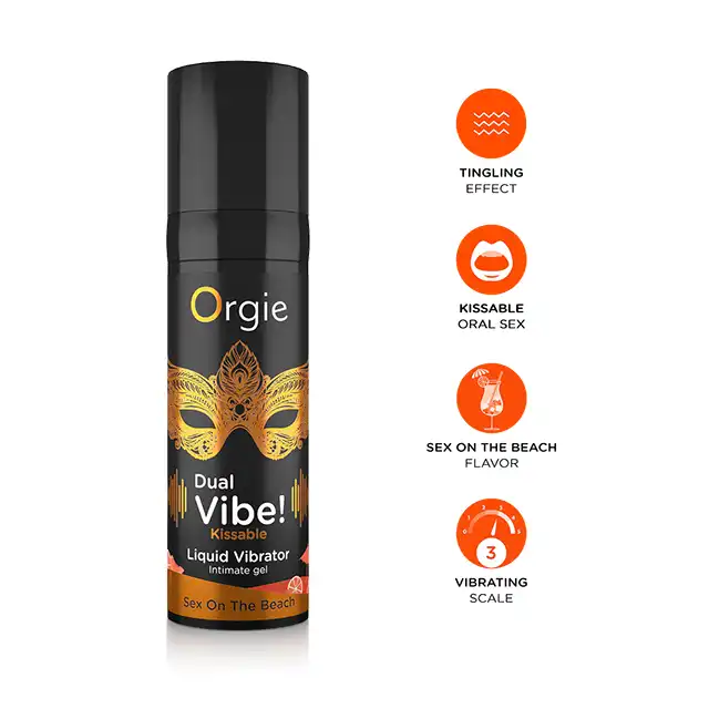 Orgie - Dual Vibe! Sex On The Beach. Ekscytujący i nadający się do całowania żel z amazońskimi składnikami roślinnymi i pysznym smakiem koktajlu Sex On The Beach