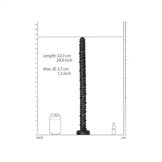 OUCH! - Ass Textured Snake Dildo 20''. Ultra długie dildo analne ze stymulującymi wypustkami i żłobieniami, głęboka i intensywna stymulacja analna