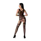 Passion - Bodystocking BS099 Black. Czarny bodystocking o gorsetowym kroju, wycięcie na wysokości ud genialnie eksponuje pośladki