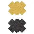 Pretty Pasties - Glitter Cross Black &amp; Gold. Dwie pary naklejek na sutki w kształcie krzyżyków, czarne i złote nasutniki z brokatem