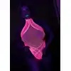 OUCH! - Body with Halter Neck Neon Pink XS/XL. Neonowy bodystocking o kroju body z wiązaniem za szyją, świecące w ciemności