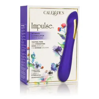 Calexotics - Estim Petite Wand. Ciemnoniebieski wibrator w stylu magicznej różdżki  z elektrostymulacją. 