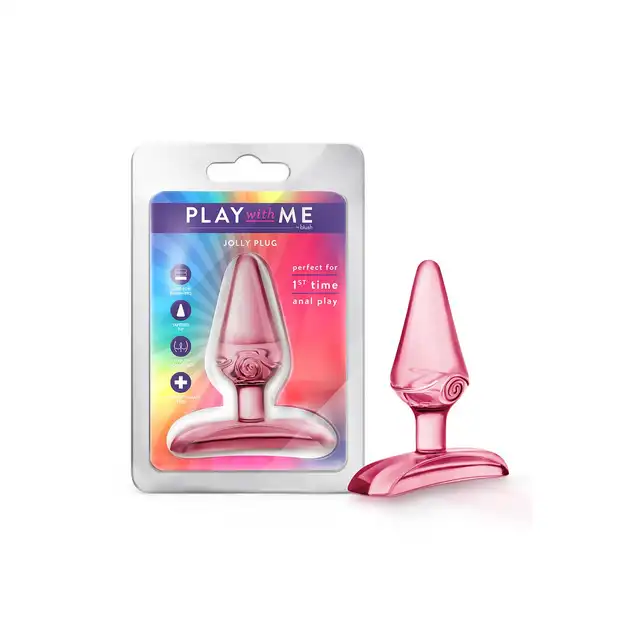 Play With Me – Jolly Plug Pink. Różowa, mała wtyczka analna z szeroką podstawą wykonana z elastycznego, miękkiego TPE