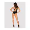 Obsessive - Bellastia body M/L. Czarne, eleganckie body z roślinną koronką. Doskonały wybór dla Pań ceniących elegancję 