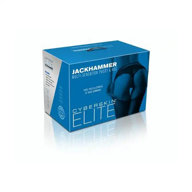 CyberSkin Elite - Jackhammer Multi-Sensation Pussy &amp; Ass Dark. Ekskluzywny, naturalistyczny, podgrzewany duży masturbator z funkcją masażu i wibracji. Autentyczne doznania!