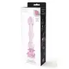 Glaze Glass - Rosebud Beaded Dildo 20 cm. Niezwykłe różowe, profilowane szklane dildo z ozdobną różyczką. Uroczy i elegancki prezent. 