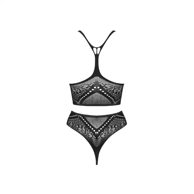 Obsessive - K103 top i figi S/M/L. Czarna, seksowna siateczka na ciało w formie bodystockingu. Komplet, który rozgrzeje atmosferę do czerwoności!