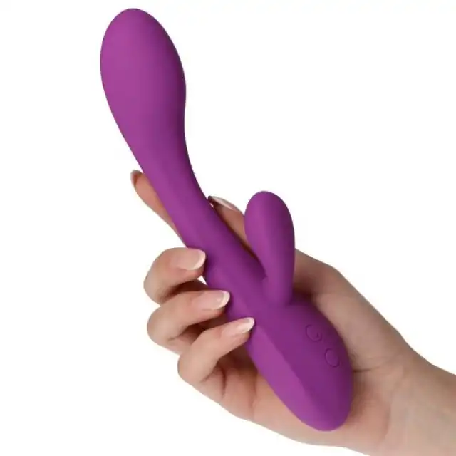 Elys – Convex Rabbit USB. Silikonowy, fioletowy wibrator z króliczkiem do stymulacji łechtaczki i punktu G. 9 trybów wibracji