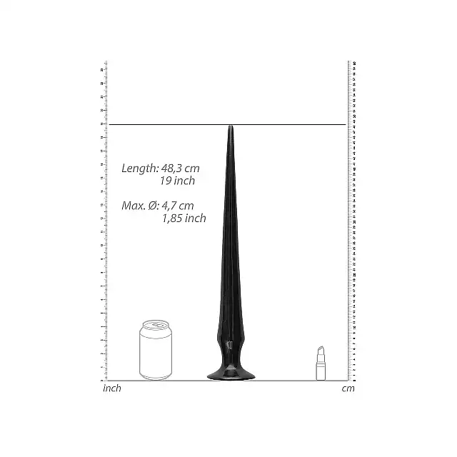 OUCH! - Ass Spike Dildo 20". Długie spiczaste dildo analne o stopniowo zwiększającej się średnicy, gładka wtyczka o podłużnym kształcie