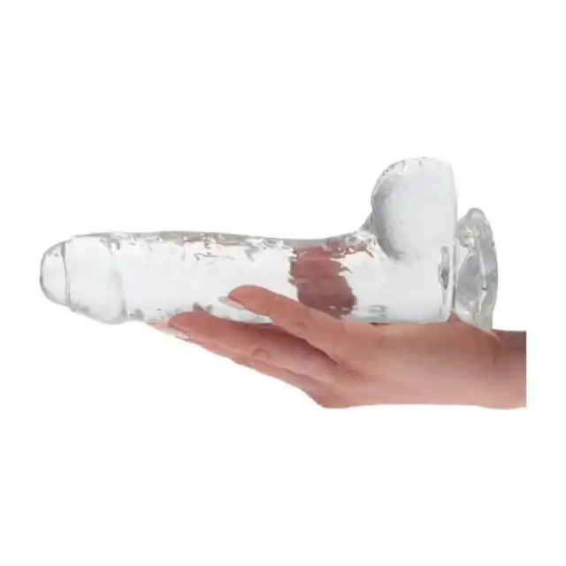 Real Rapture - Dildo Clear Passion Medium. Realistyczne przejrzyste dildo z żylastym i masywnym trzonem