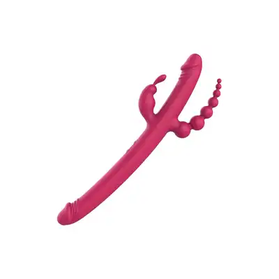 Dream Toys - Essentials Anywhere Pleasure Vibe Pink. Wszechstronny wibrator ze stymulacją analną, waginalną i łechtaczkową. Aż 4 końcówki!