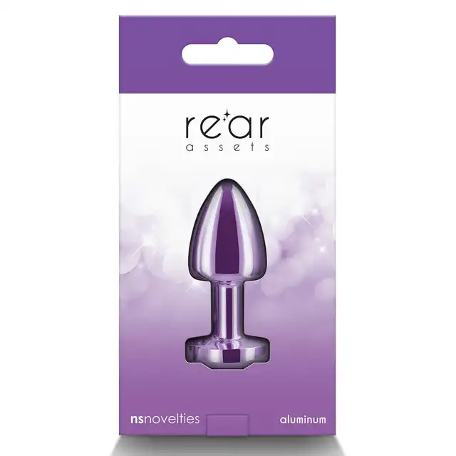 Rear Assets - Petite Purple 6 cm. Mała fioletowa, metalowa wtyczka analna z kryształkiem. Wdzięk i unikatowa elegancja. 