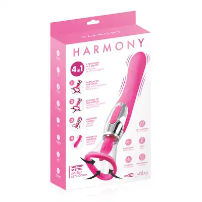 Harmony - Fushia Yoba - wibrator do łechtaczki z opcją ssania i specjalnego języczka. Dwustronny wibrator