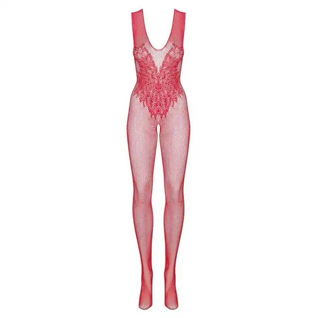 Obsessive - N112 bodystocking Red XL/XXL. Drapieżny, czerwony bodystocking z motywem skrzydeł, przygotuj się na eksplozję miłości i zabawę pełną pikantnych chwil