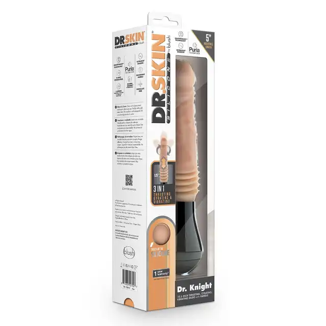 Dr. Skin - Dr. Knight Vibrator. Realistyczny wibrator z funkcją ruchu posuwistego, obrotowego i wibracji. Najnowocześniejsza technologia do ultra stymulacyjnej penetracji