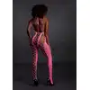 Ouch! - Bodystocking with Halterneck XS/XL. Neonowy bodystocking z ponętnymi wycięciami i otwartym krokiem, świecące w ciemności
