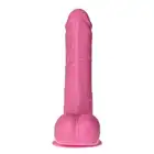 Toyz4Lovers - Costanzo Fuchsia Dildo - różowe dildo z mocno zarysowaną główką i jądrami. Przyssawka