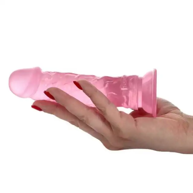 Toyz4Lovers – Rino Transparent Pink. Różowe, realistyczne dildo bez jąder z przyssawką. 16 cm długości, 3,3 cm średnicy