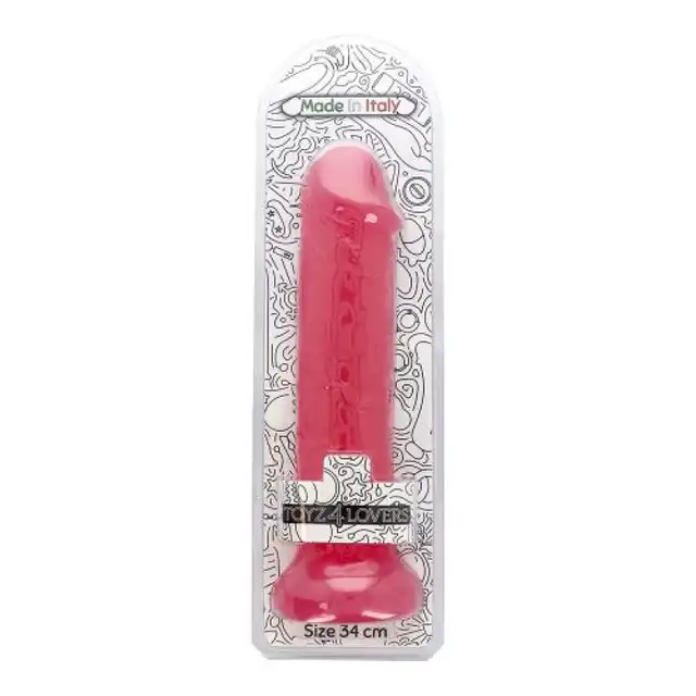 Toyz4Lovers - Ercole Transparent Pink. Duże, realistyczne, przejrzyste różowe dildo z mocną przyssawką. 34 cm długości, 6,2 cm średnicy