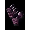 Glaze Glass - Rosebud Anal Training Set. Zestaw treningowy różowych, szklanych plugów analnych z ozdobnymi różami 