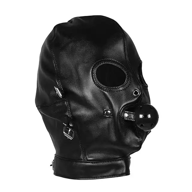 Ouch! - Blindfolded Mask with Breathable Ball Gag - maska na twarz z gagiem, kneblem oraz maską na oczy. Odetnij zmysły!