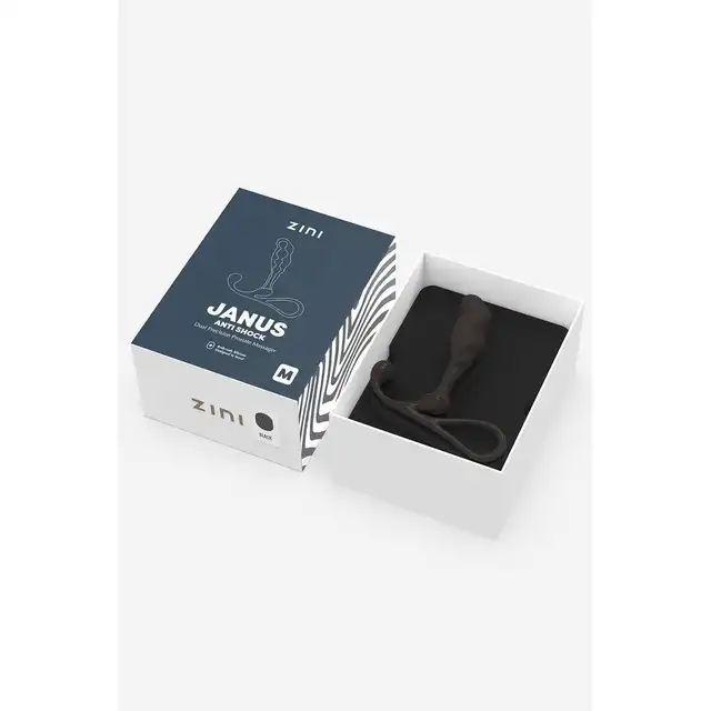 Zini - Janus Anti Shock Medium Black. Silikonowy stymulator prostaty o ergonomicznym i super stymulującym kształcie, prosta konstrukcja o genialnym działaniu