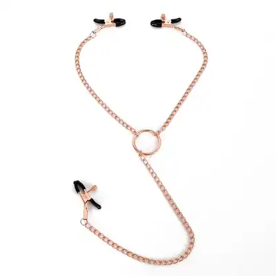 Oproducts - Rose Nipples and Clit Clamps. Eleganckie klamerki na sutki i łechtaczkę z łańcuszkiem. Różowe złoto. 