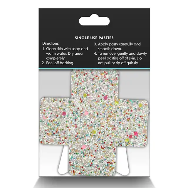 Pretty Pasties - Star And Cross Glow In Dark. Dwie pary naklejek na sutki w dwóch kształtach, nasutniki świecące w ciemności