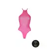 OUCH! - Body with Halter Neck Neon Pink XS/XL. Neonowy bodystocking o kroju body z wiązaniem za szyją, świecące w ciemności