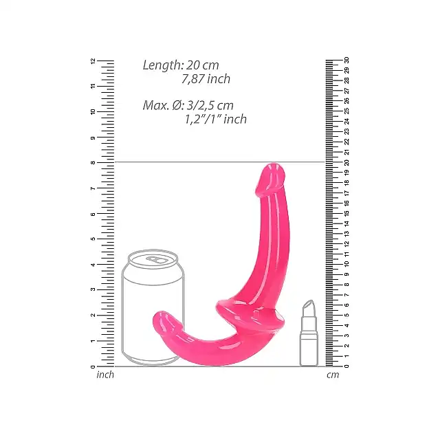 RealRock - Strapless Strap-On Neon Pink. Różowy strapon bezuprzężowy o realistycznej żołędzi, do jednoczesnej stymulacji obojgu partnerów