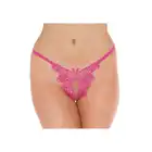 Amorable -  Open String Pink. Różowe stringi z koronką w kształcie motyla, delikatne i nieoczywiste uwydatnienie piękna