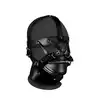 Ouch! - Head Harness with Zip-up Mouth and Lockm - harness na głowę z opcją zniewolenia. Zamek na usta 