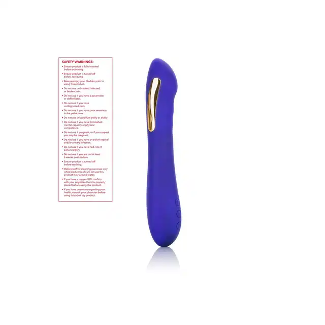 Calexotics - Estim Petite Wand. Ciemnoniebieski wibrator w stylu magicznej różdżki  z elektrostymulacją. 