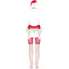 Livia Corsetti Collection - Alimena L/XL. Świąteczny gorset pani Mikołajki, czerwona koronka i puchate zdobienia w komplecie z czapeczką i pończochami