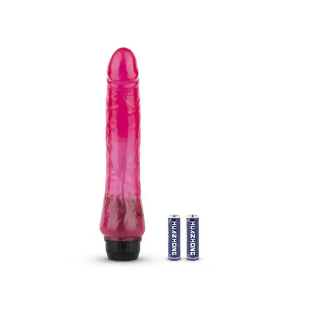 Easy Toys - Jelly Passion Realistic Vibrator Skin. Różowy realistyczny wibrator o kształcie z naturalnymi żyłkami i żołędzią, płynna regulacja mocy wibracji