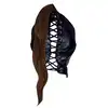 Ouch! - Mask with Brown Pony Tail - maska na twarz z brązowymi włosami w kształcie końskiego ogona