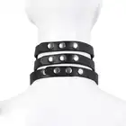 Oproducts - Tripple O-Ring Strap Collar PU-Leather. Potrójna, elegancka, czarna obroża choker z ekoskóry. 