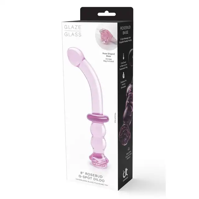 Glaze Glass - Rosebud G-Spot. Efektowne szklane dildo do stymulacji punktu G. Z elegancką szklaną różyczką 