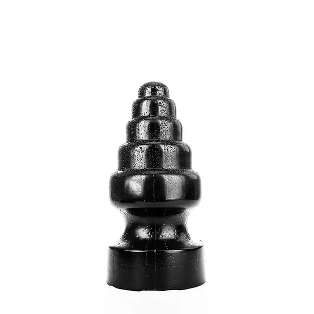 All Black - AB 53 13,5 cm średnicy. Wielki, czarny schodkowy plug analny z szeroką podstawą. Ekstremalne wyzwanie dla odważnych!