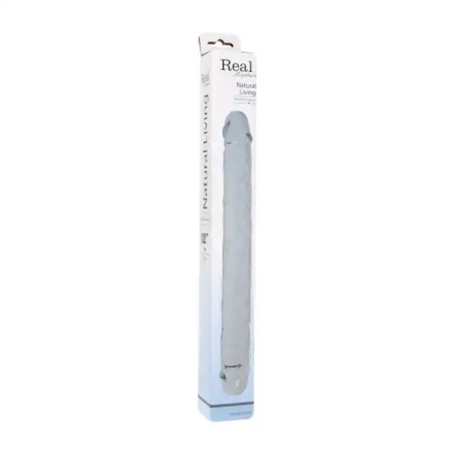 Real Rapture - Double Treasure Dildo 30 cm - realistyczne dwustronne dildo. Przezroczyste