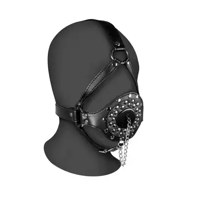 Ouch! - Open Mouth Gag Head Harness with Plug - harness na głowę z gagiem w postaci zatyczki 