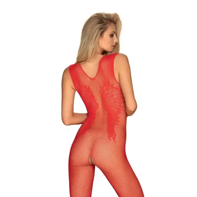 Obsessive - N112 bodystocking Red XL/XXL. Drapieżny, czerwony bodystocking z motywem skrzydeł, przygotuj się na eksplozję miłości i zabawę pełną pikantnych chwil