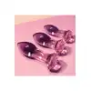 Glaze Glass - Rosebud Anal Training Set. Zestaw treningowy różowych, szklanych plugów analnych z ozdobnymi różami 
