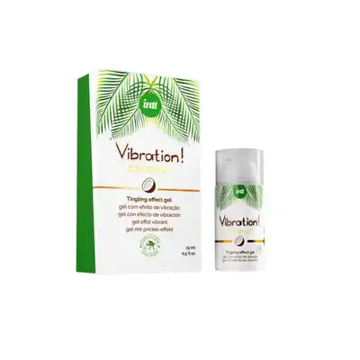 Intt - Vibration! Coconut Oil Vegan 15ml. Intensywnie stymulujący wibrator w płynie o aromacie kokosowym, wegańska formuła z roślinami lasów amazońskich
