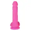 Real Safe - Long Stocky Dildo Pink. Realistyczne dildo z naturalnymi jądrami, żołędzią i żyłami. Odkryj autentyczność przyjemności