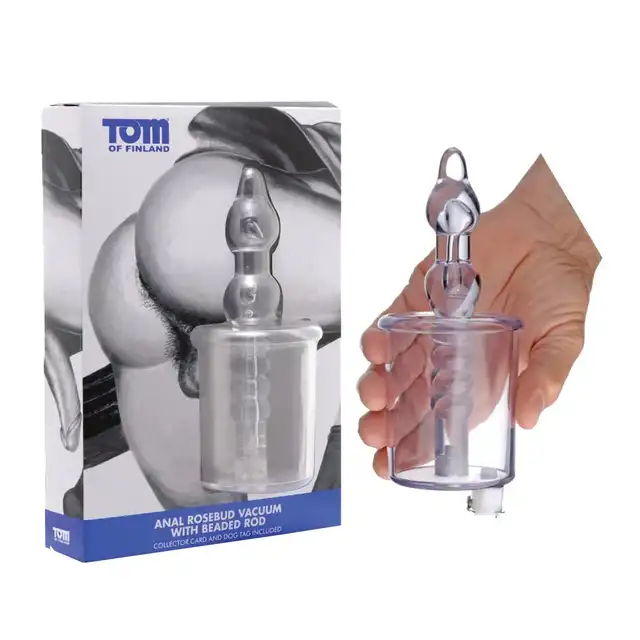 Tom Of Finland - Anal Rosebud Vacuum With Beaded Rod. Akrylowa próżniowa nakładka do zestawu pompki dla zaawansowanych, genialna do tworzenia analnej róży