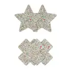 Pretty Pasties - Star And Cross Glow In Dark. Dwie pary naklejek na sutki w dwóch kształtach, nasutniki świecące w ciemności