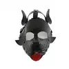 Oproducts - Puppy Mask PU-Leather. Czarna maska psa z ekoskóry. Wysokiej jakości detale