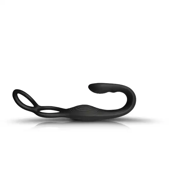 Rocks Off - The-Vibe 2 Prostate Vibrator with Remote Control. Nowoczesny, czarny stymulator prostaty z podwójnym ringiem i pilotem 