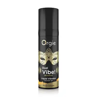 Orgie - Dual Vibe! PinaColada Kissable Liquid Vibrator. Wibrator w płynie o smaku koktajlu Pina Colada, fantastyczny efekt mrowienia i wibracji, genialny do seksu oralnego